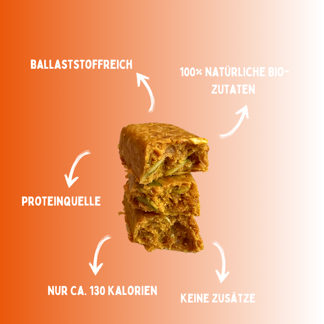12x Würziger Bio-Kürbis-Zwiebel Riegel, vegan