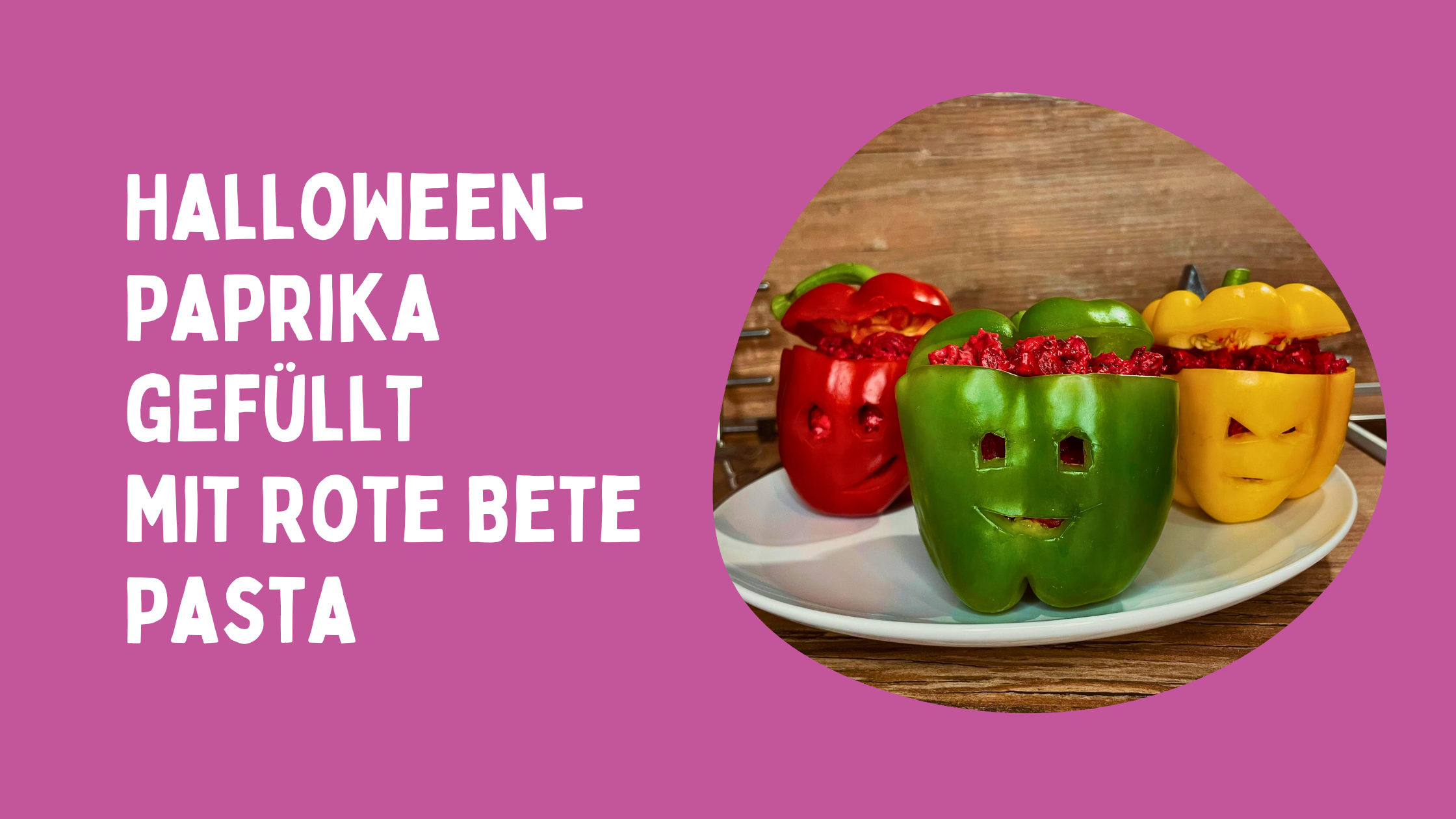 Halloween-Paprika gefüllt mit Rote Bete Pasta